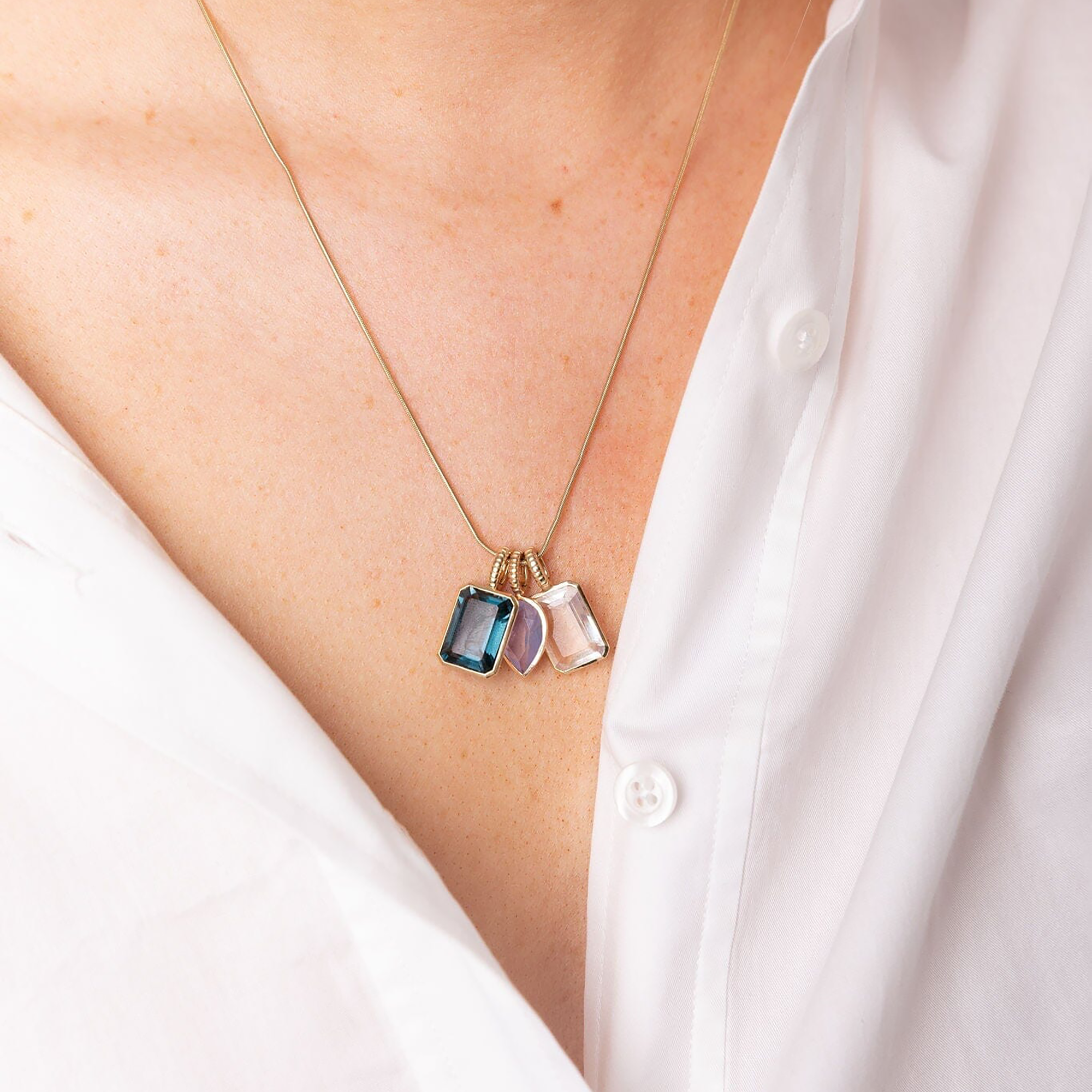 London Topaz Emerald Cut DETACHABLE Jollie Pendant | Blue