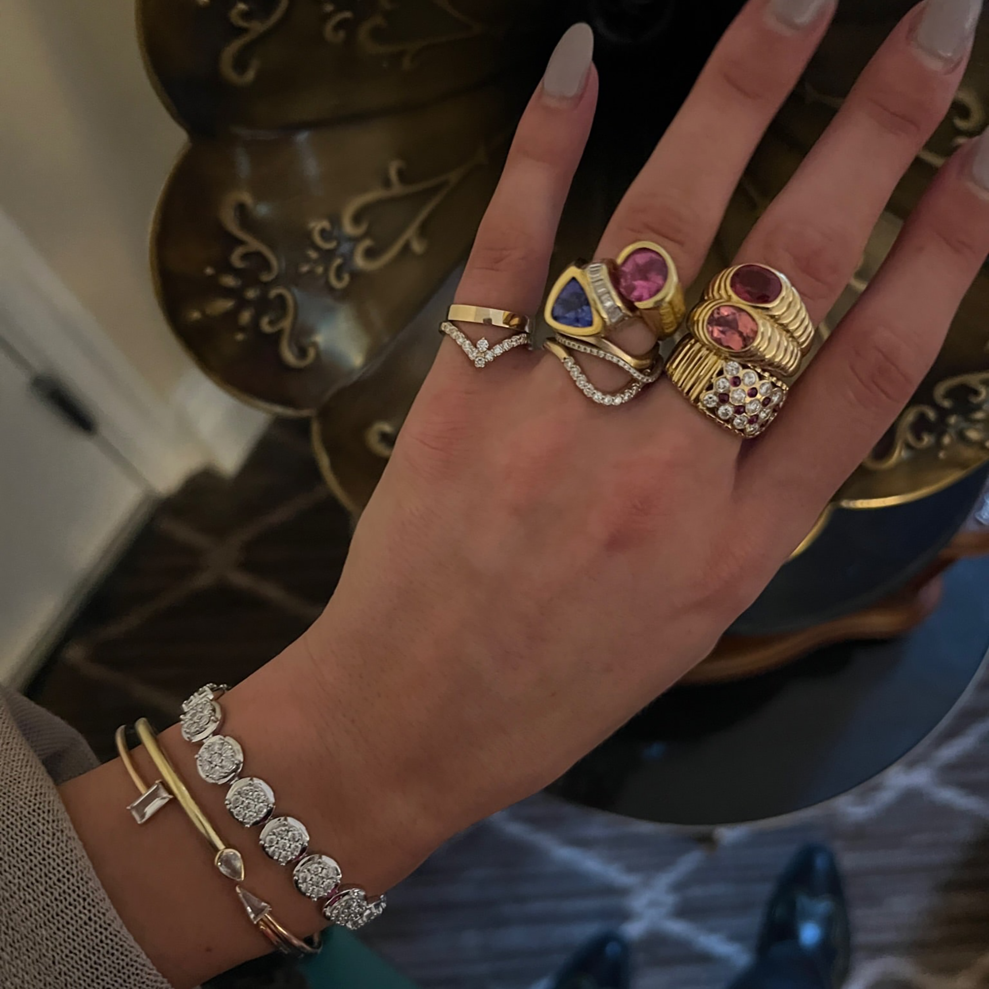 Luna Bangle White Topaz | Rose