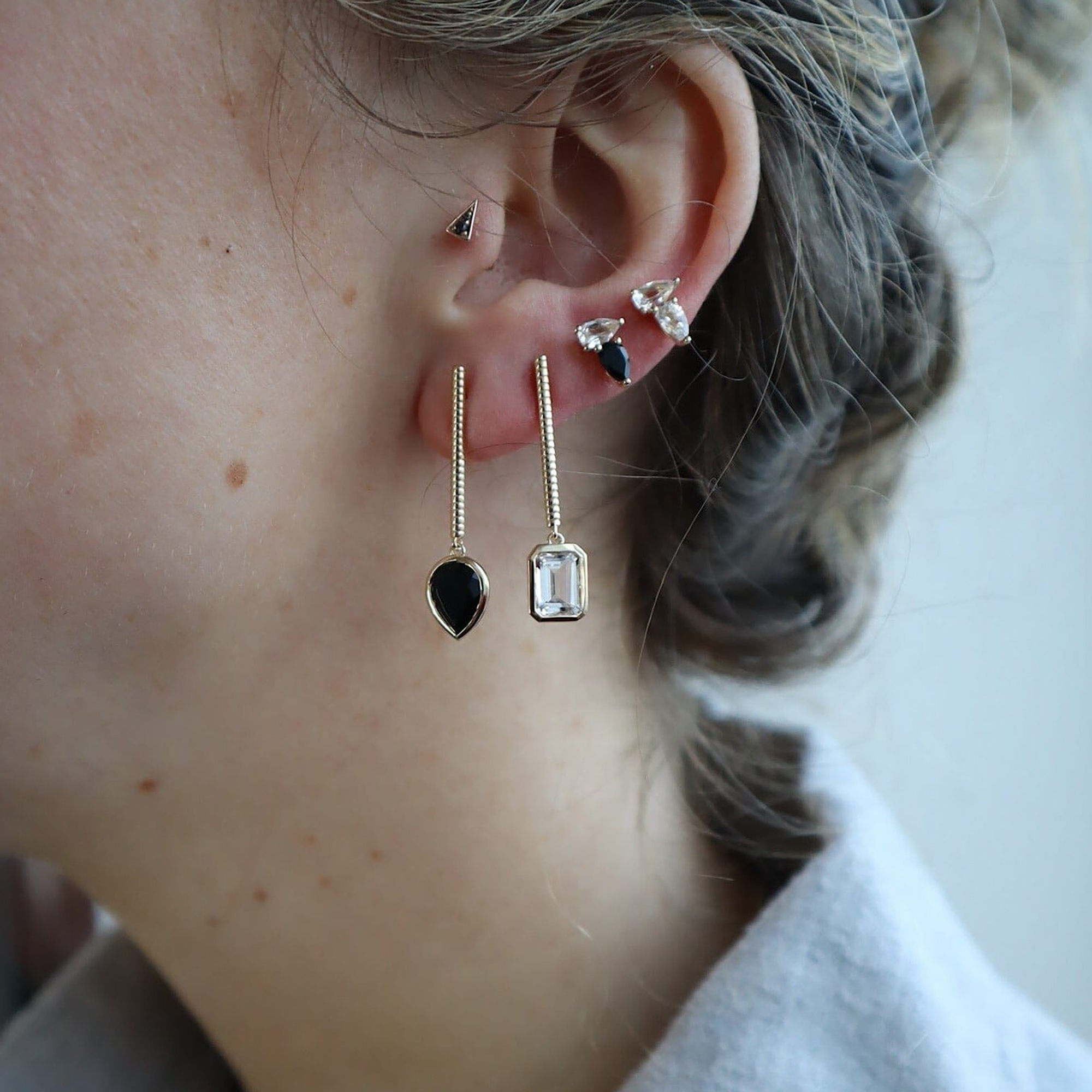 Mini Cookie Studs | White x Black