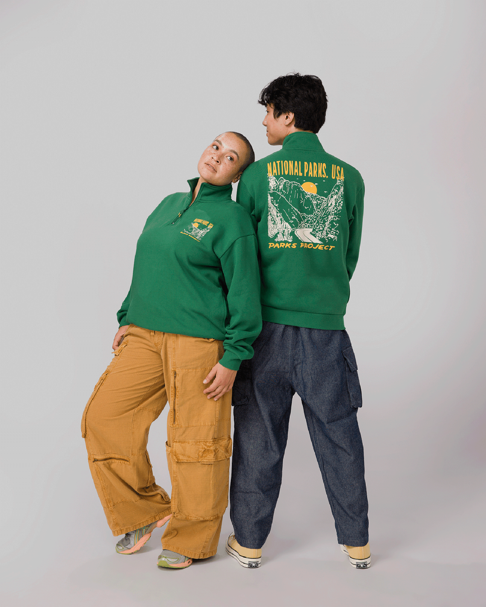 National Parks Puff Print Quarter Zip Fleece | Forest Green