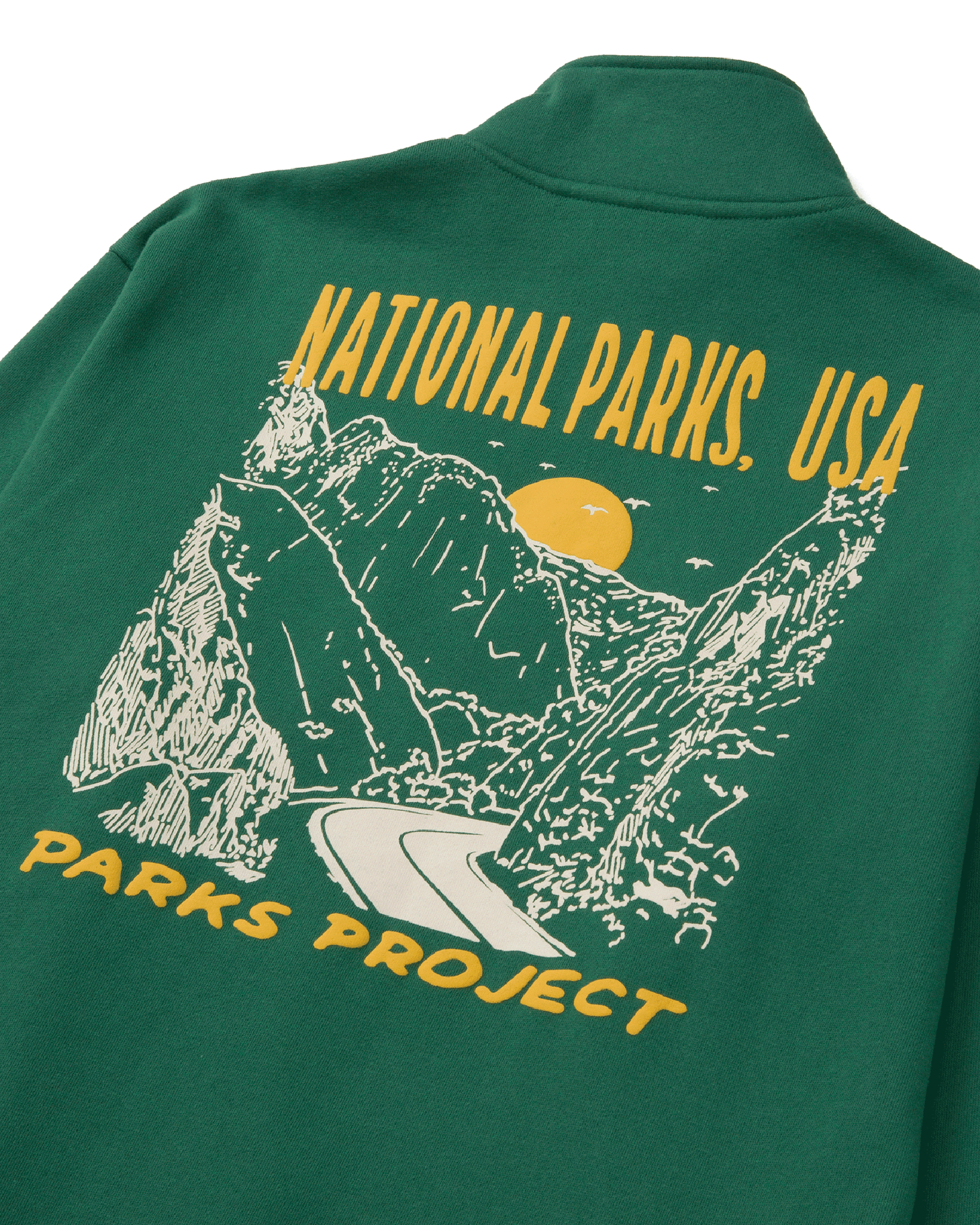 National Parks Puff Print Quarter Zip Fleece | Forest Green
