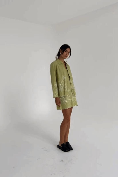 Ella Mini Dress - Gardenia - Bay Leaf