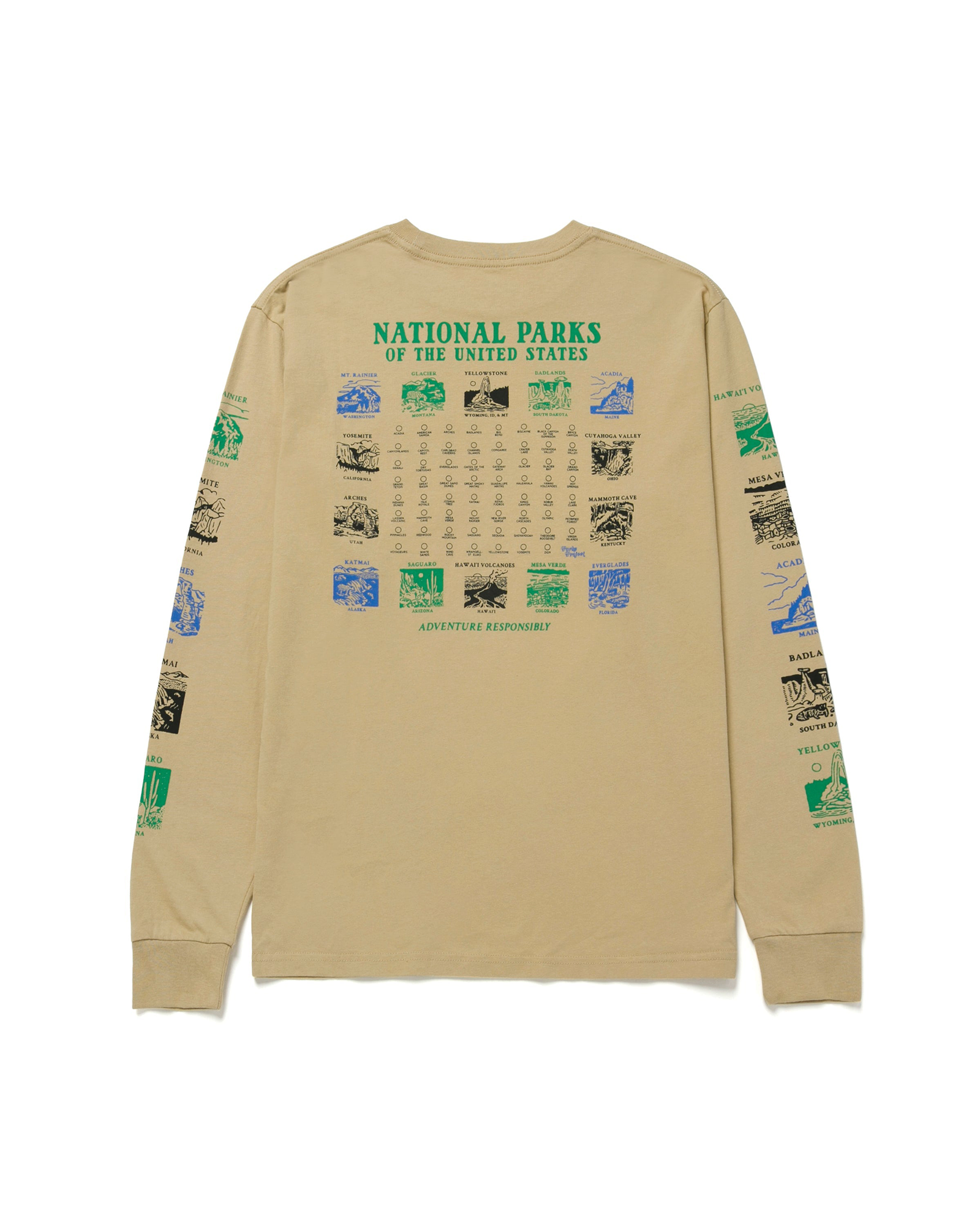 Pictograms National Parks Checklist Long Sleeve Tee | Khaki
