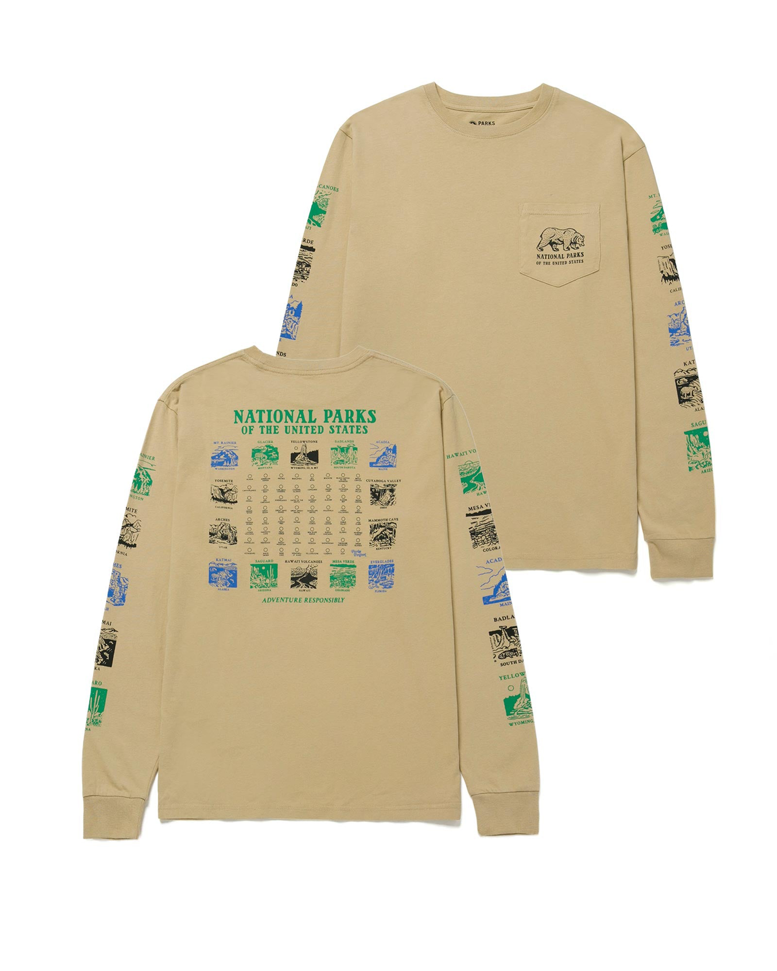 Pictograms National Parks Checklist Long Sleeve Tee | Khaki