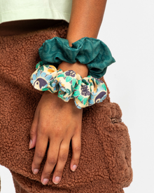 Printed Cord Scrunchie 2 |Pack | Natural and Green