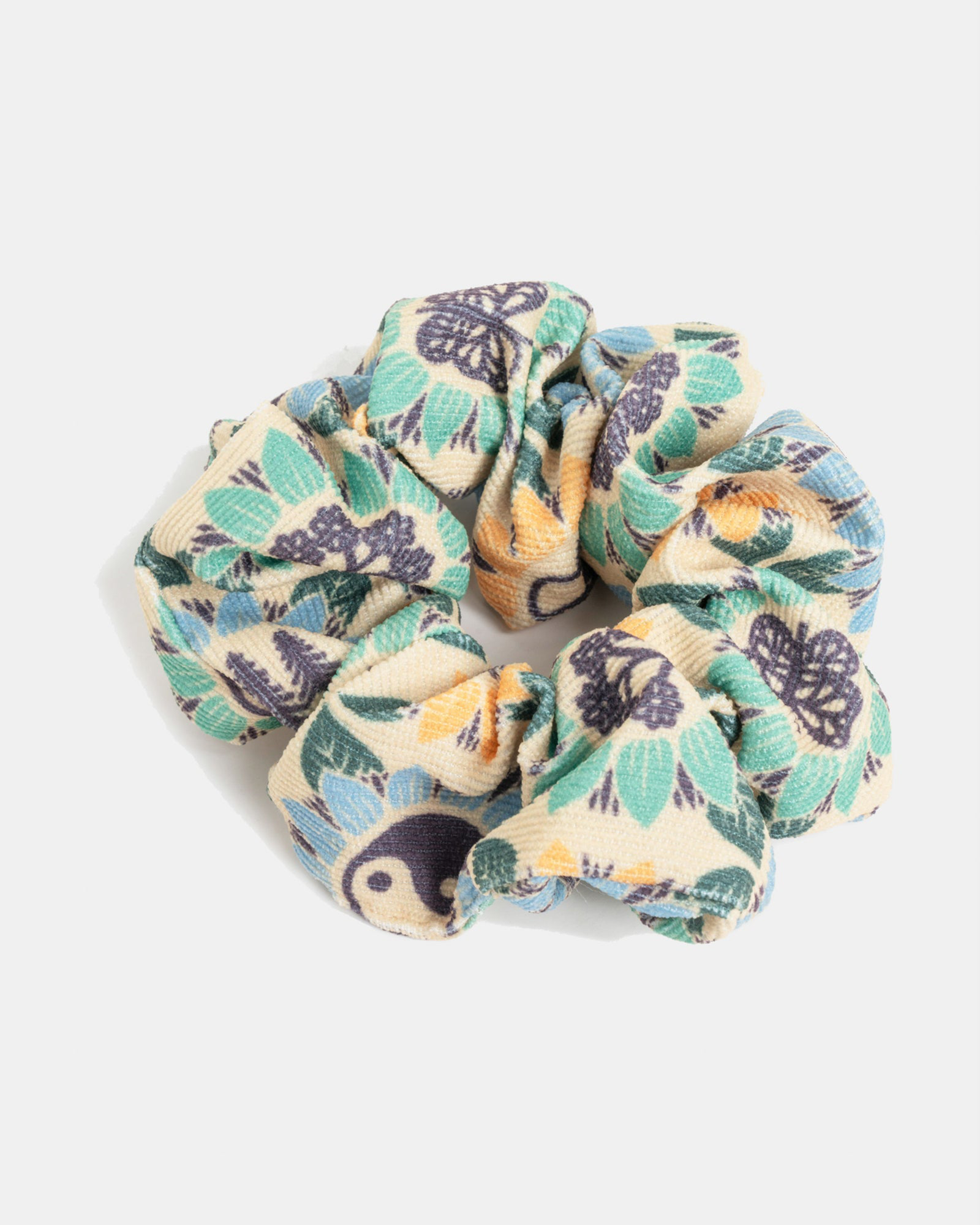 Printed Cord Scrunchie 2 |Pack | Natural and Green