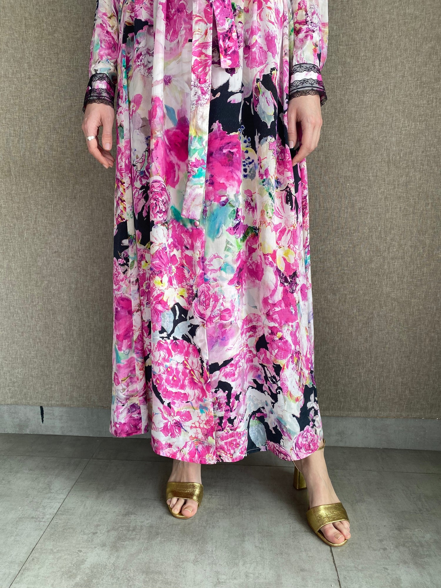 Tessa Long Dress With A Slip And Tie Up Belt