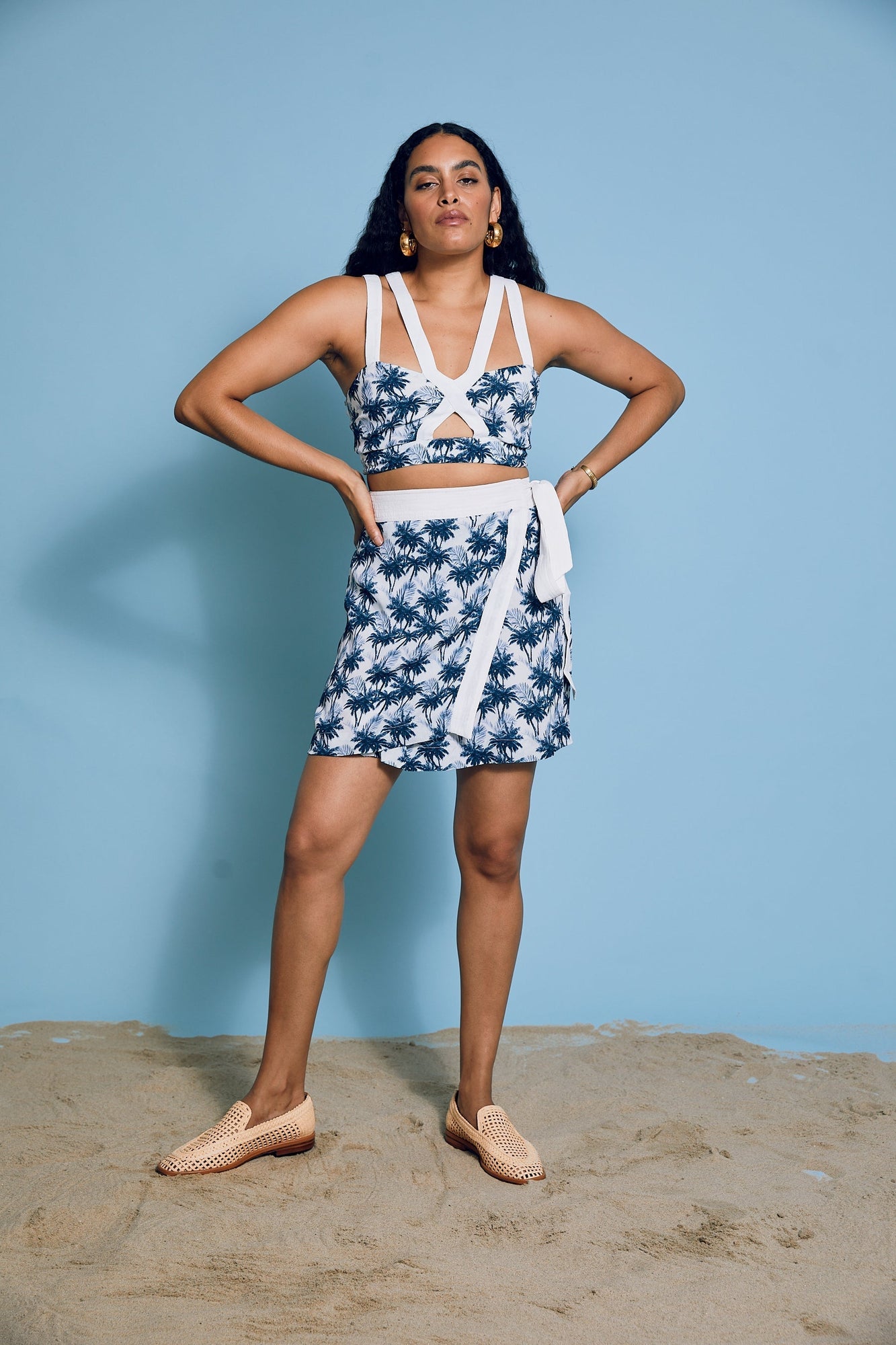 Lauren Crop Cross Strap Top - Palm Beach