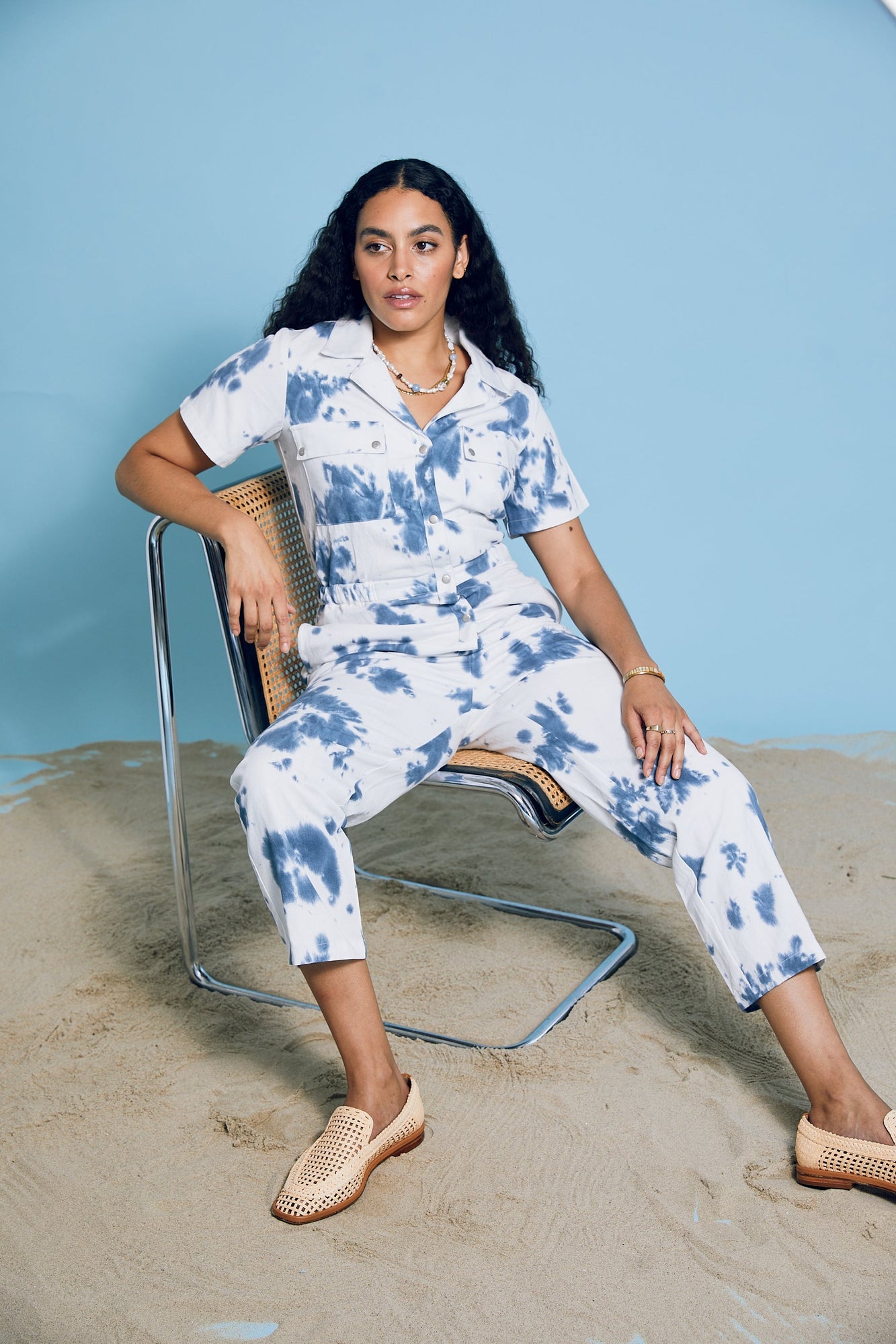 Rosie Shibori Jumpsuit - Indigo Tie Dye