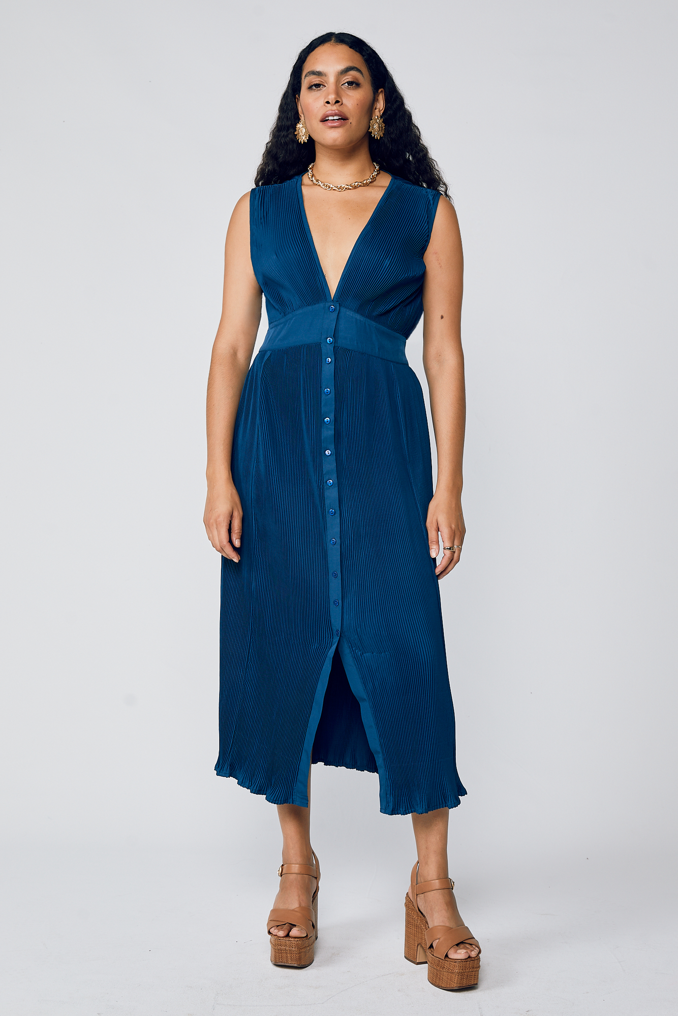 Robin Pleated Maxi Dress - Pageant Blue