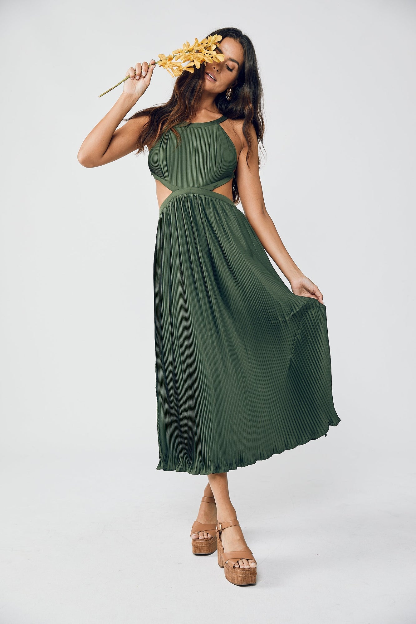 Olga - Cut Out Strap Dress - Douglas Fir