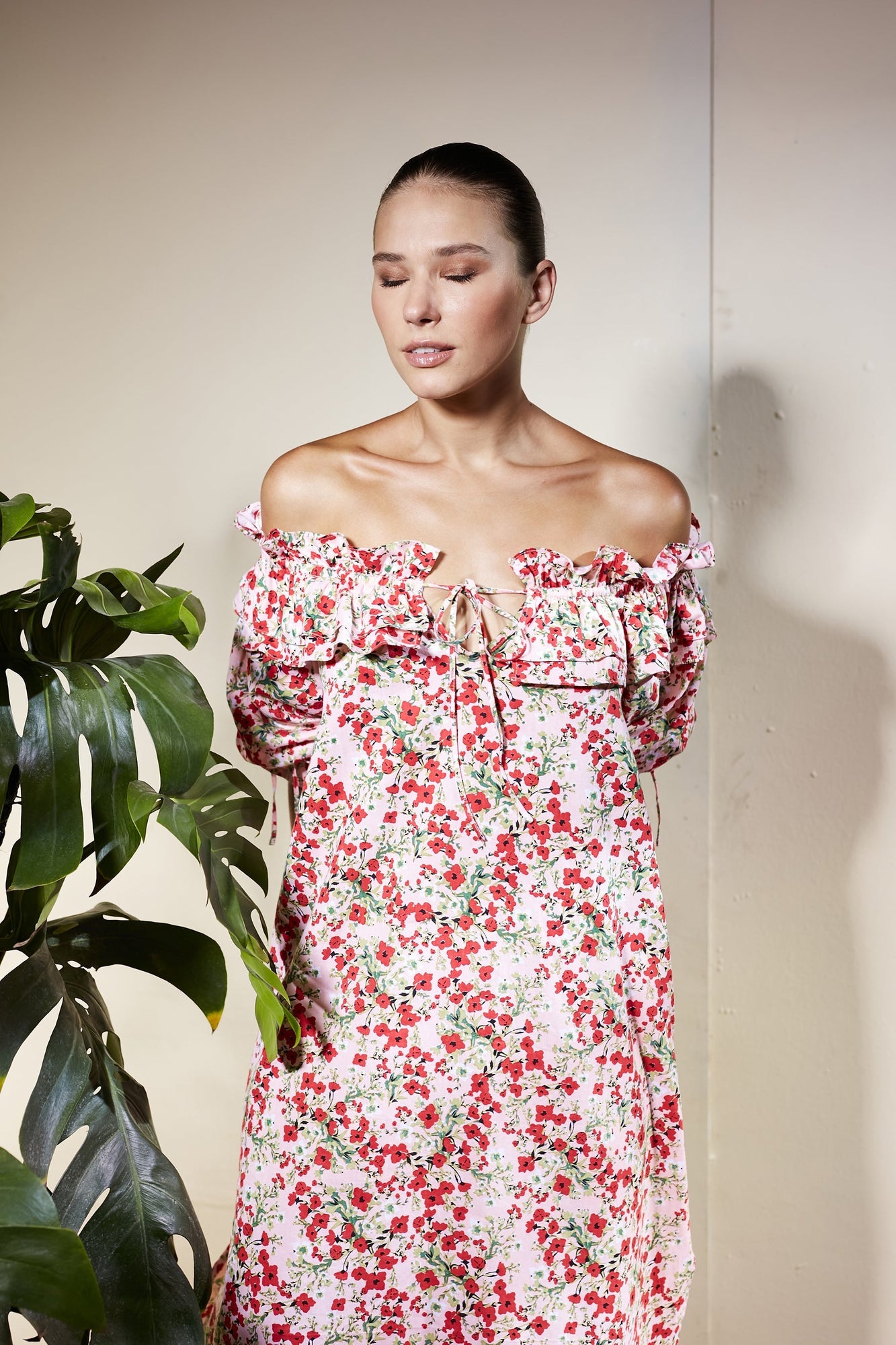Sophia Split Dress - Rays of Fiona Pink