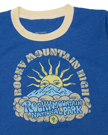 Rocky Sunrise Ringer Tee | White And Royal Blue