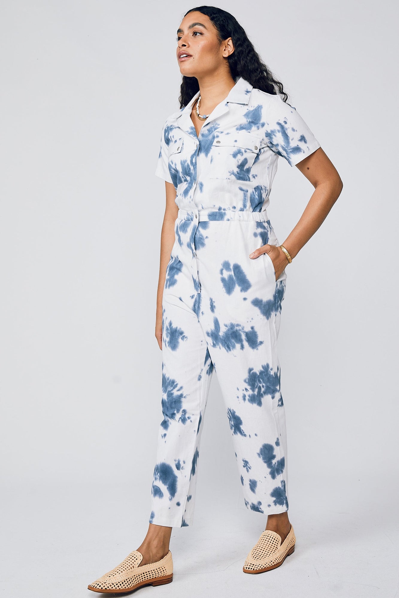 Rosie Shibori Jumpsuit - Indigo Tie Dye