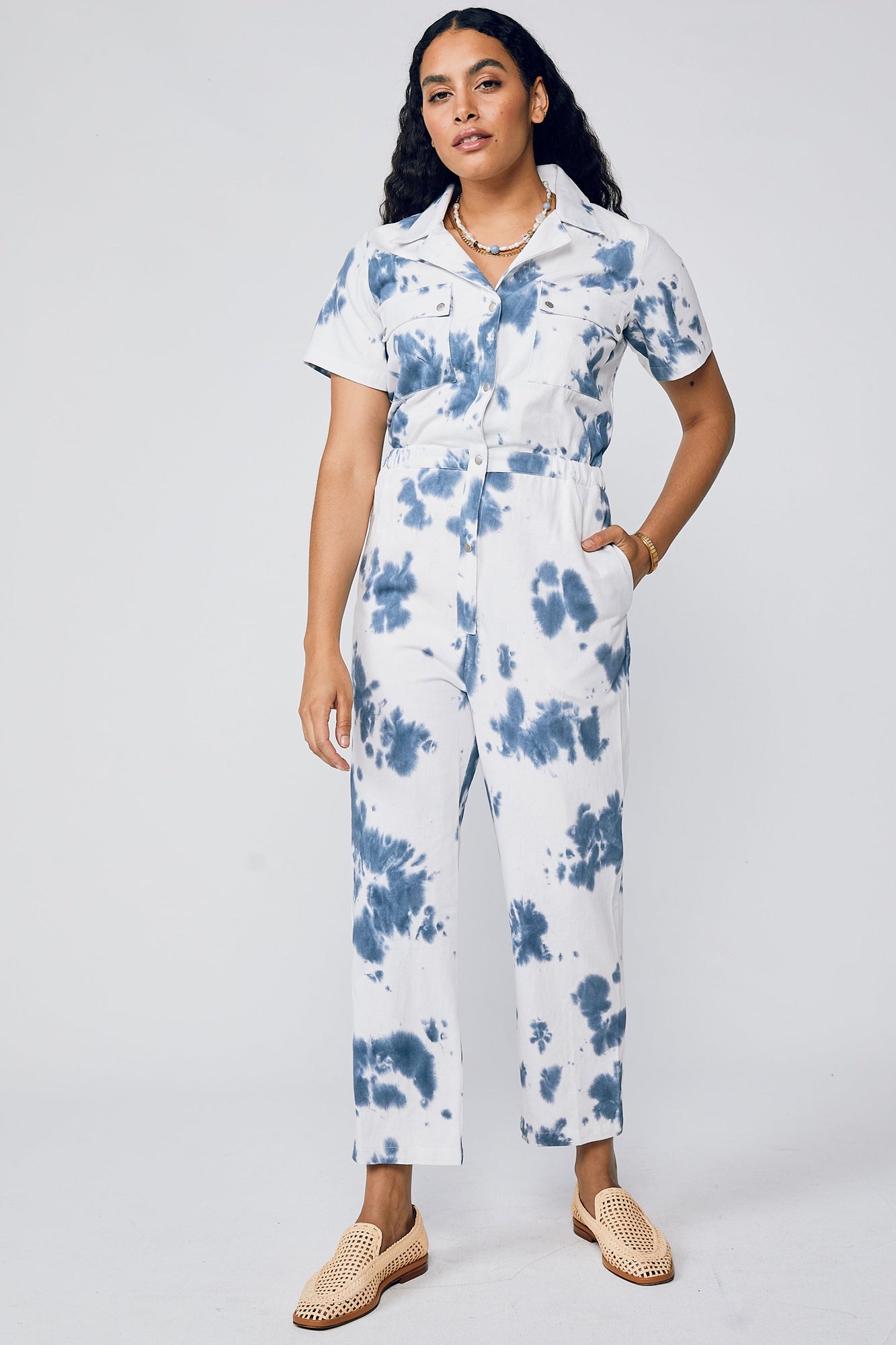 Rosie Shibori Jumpsuit - Indigo Tie Dye