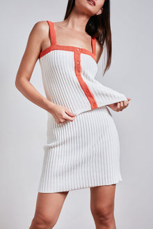 Holly Knit Top - White Orange