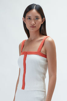 Holly Knit Top - White Orange