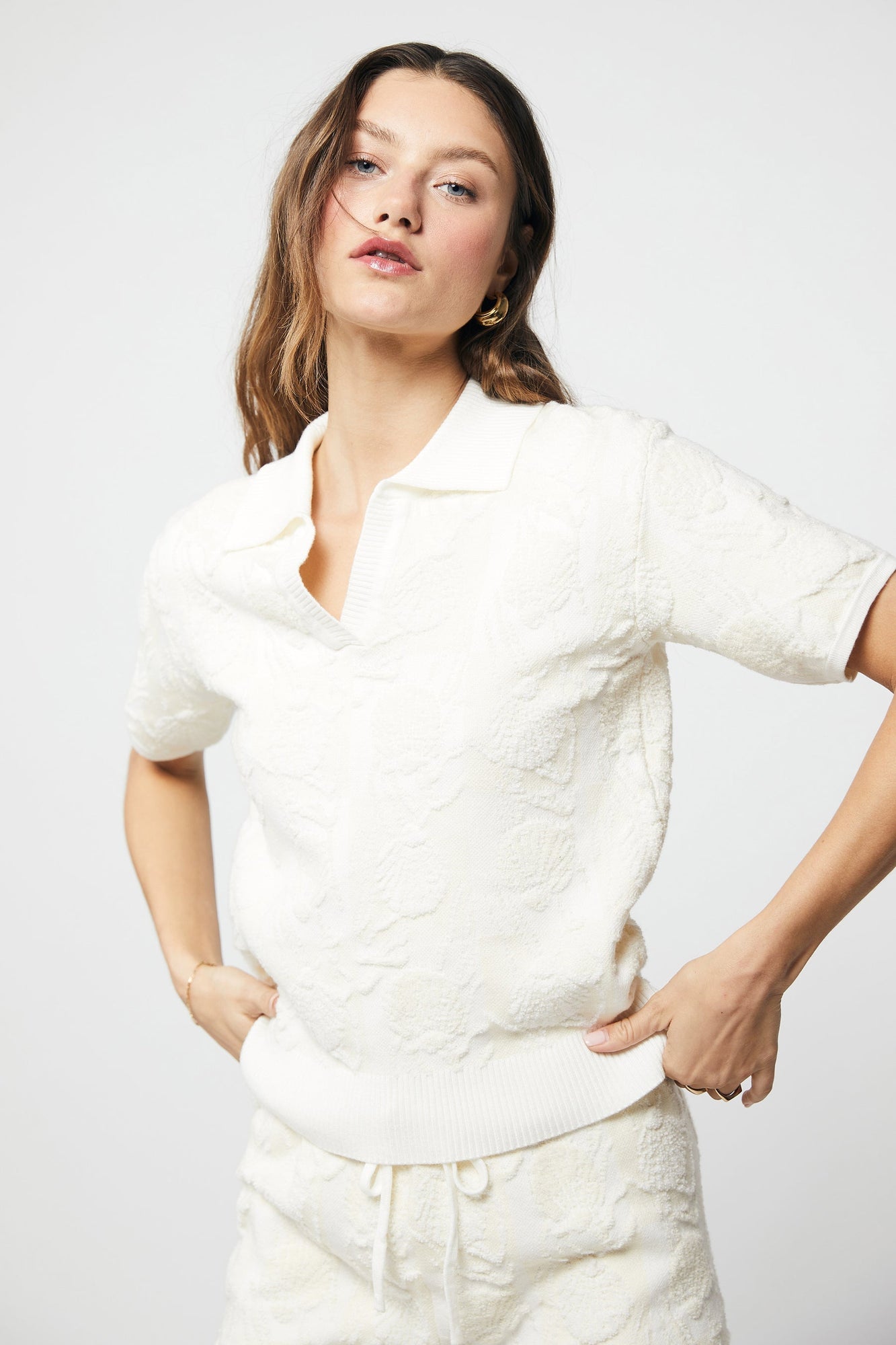 Helena Crop Polo - Sea Shell
