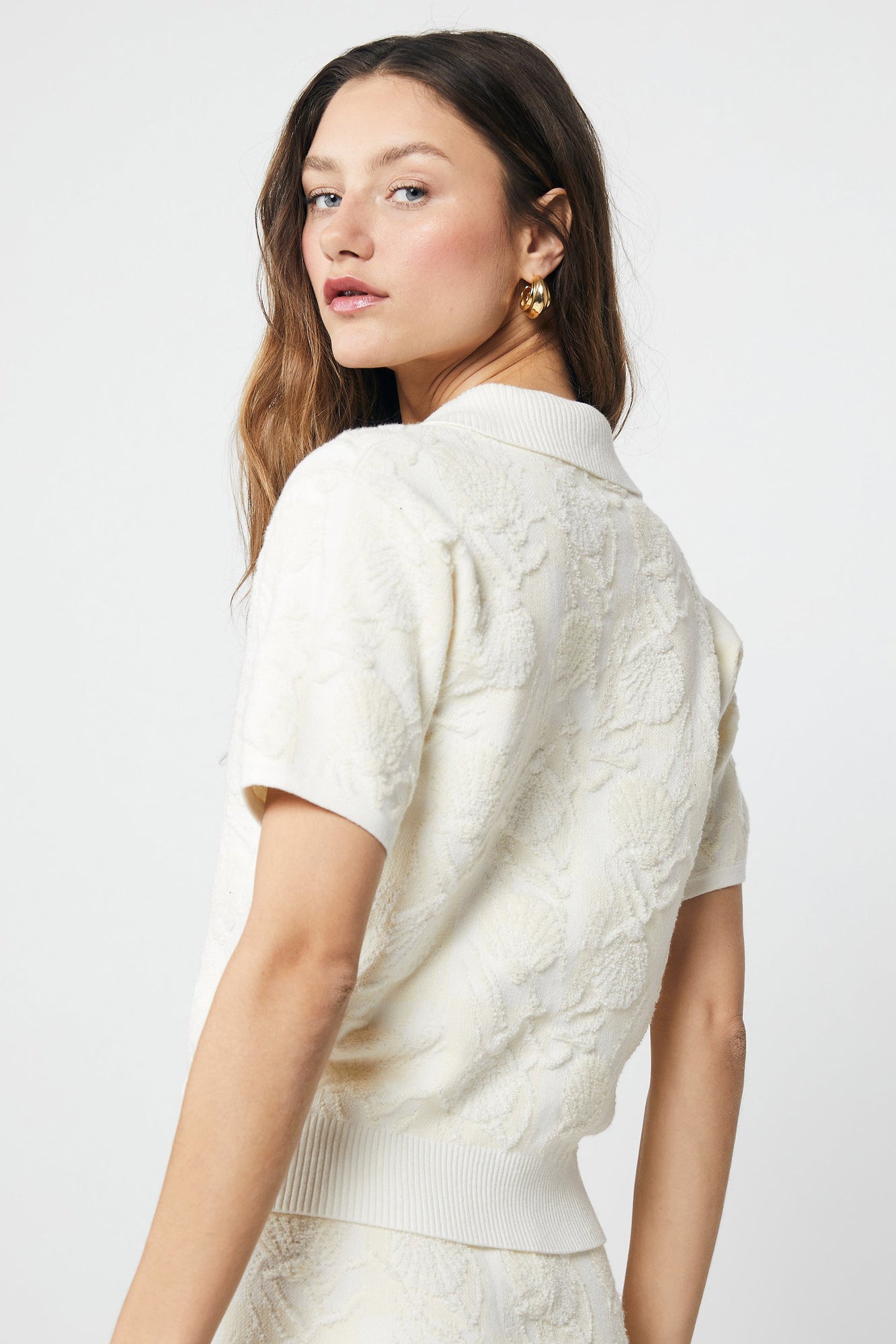 Helena Crop Polo - Sea Shell