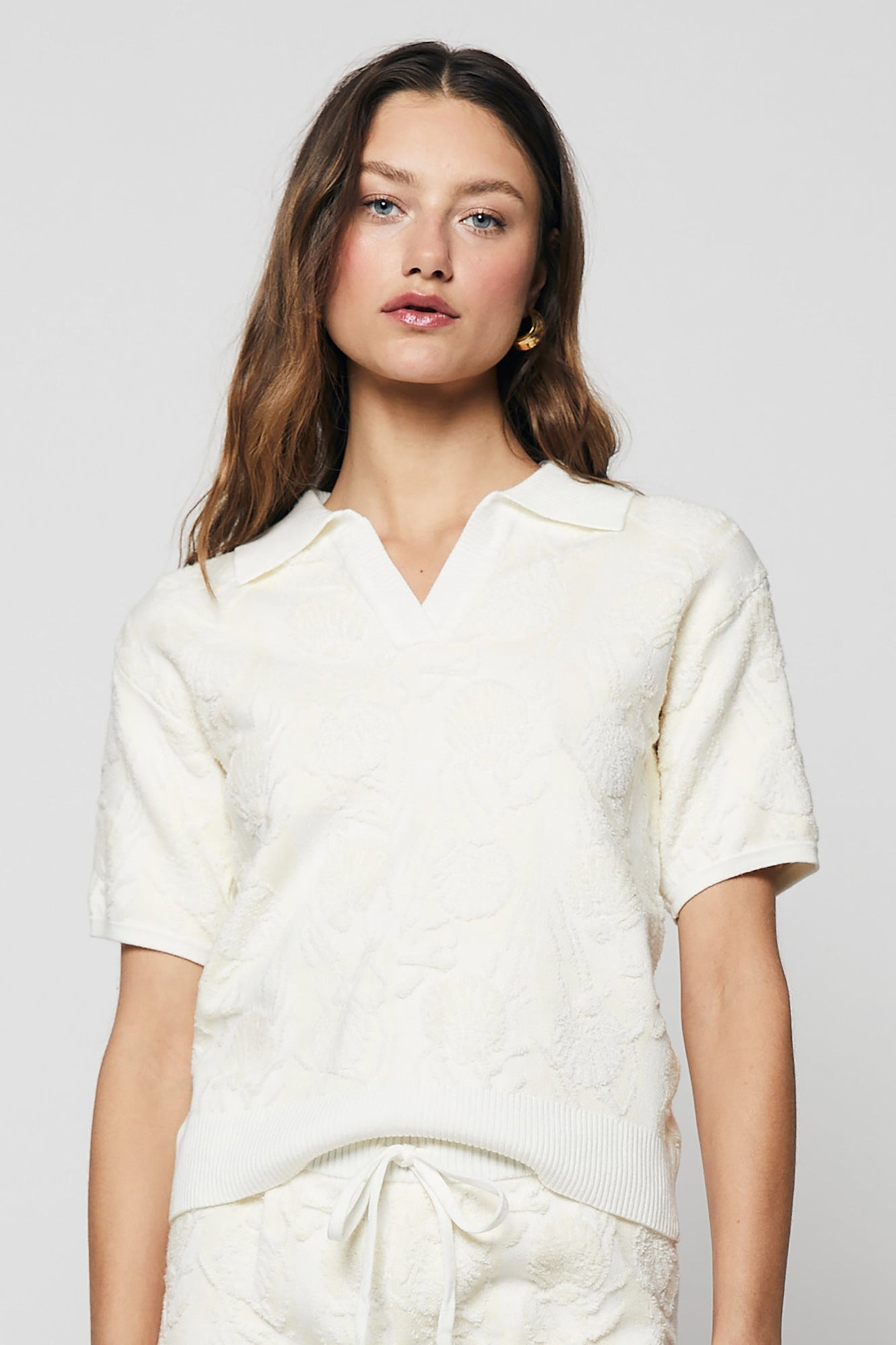 Helena Crop Polo - Sea Shell