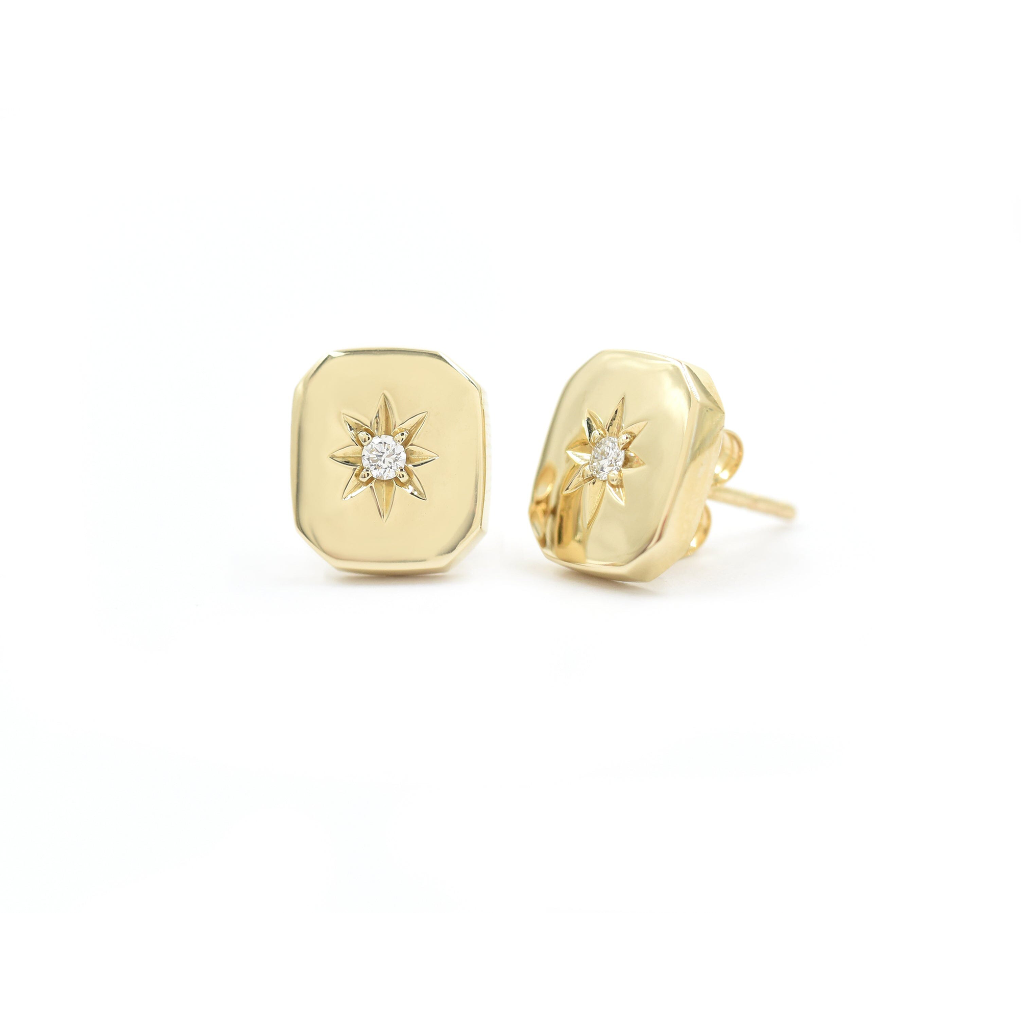 Shield Diamond Starburst Studs | Yellow