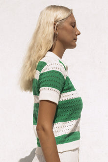 Tennis Time x Rue Stiic Polo Top - Pine Green White