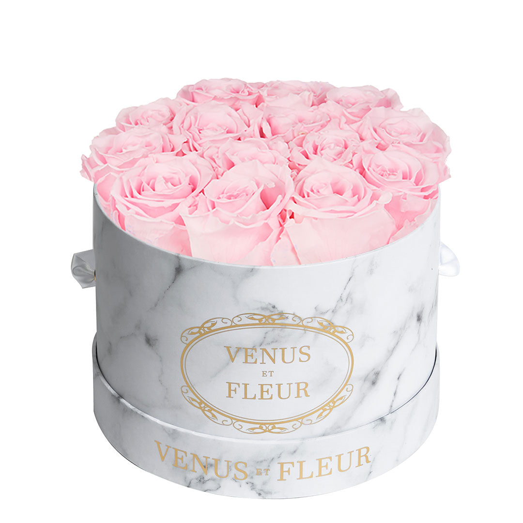 Small Round - White Marble | Pink