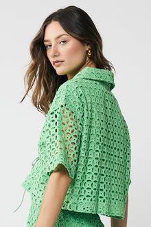 Elle Ruched Tie Top - Summer Green