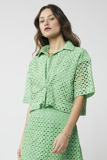 Elle Ruched Tie Top - Summer Green