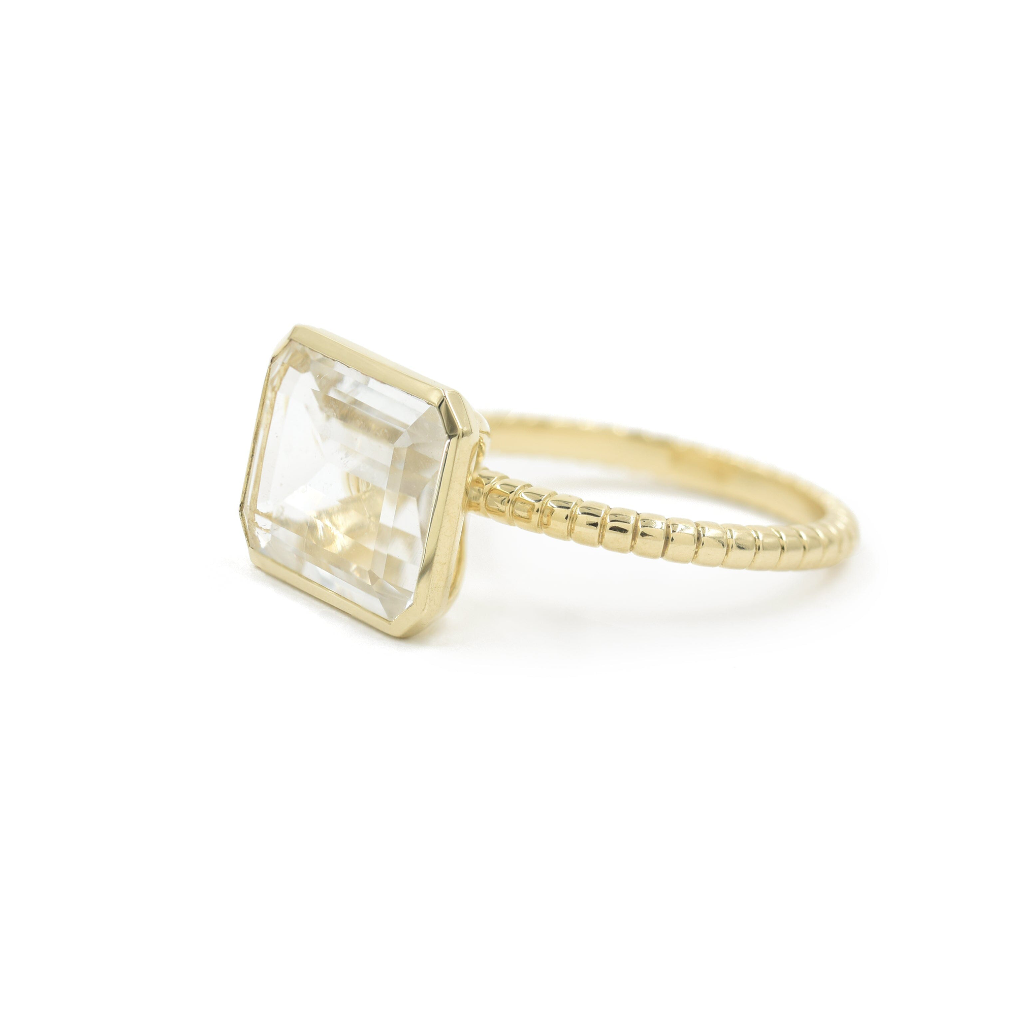 Topaz Emerald Cut Jollie Ring | White