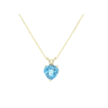 Valentine Blue Topaz Heart Pendant on Chain | Blue