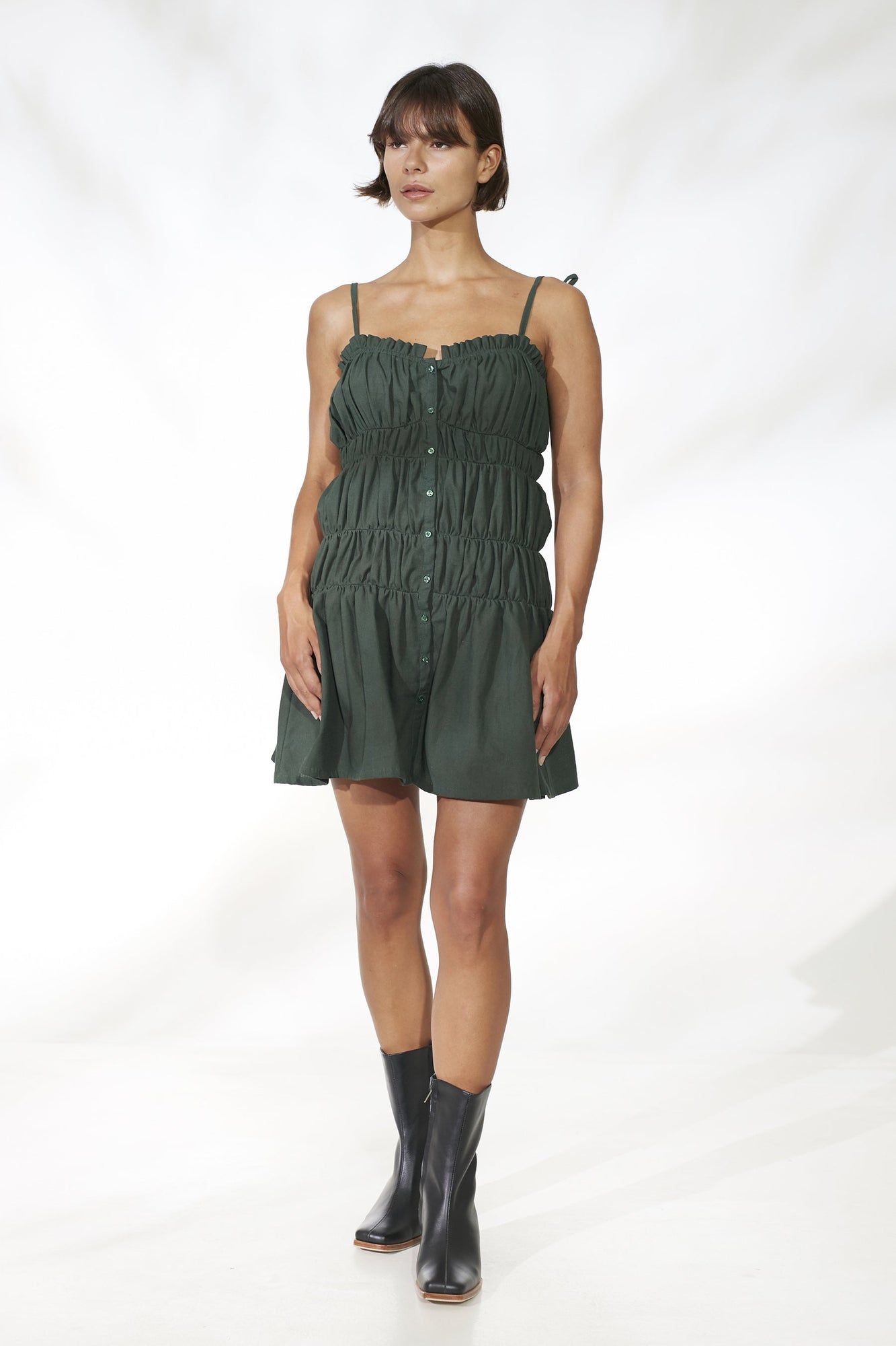 Paula Mini Dress - Eden Green