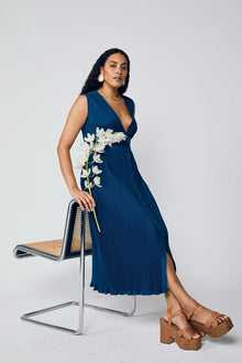 Robin Pleated Maxi Dress - Pageant Blue