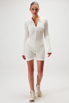 Daisy Knit Romper - White