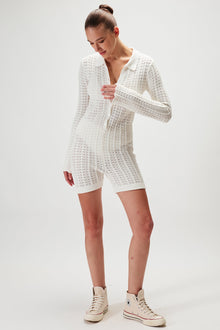Daisy Knit Romper - White