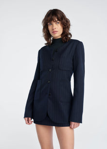 navy pinstripe