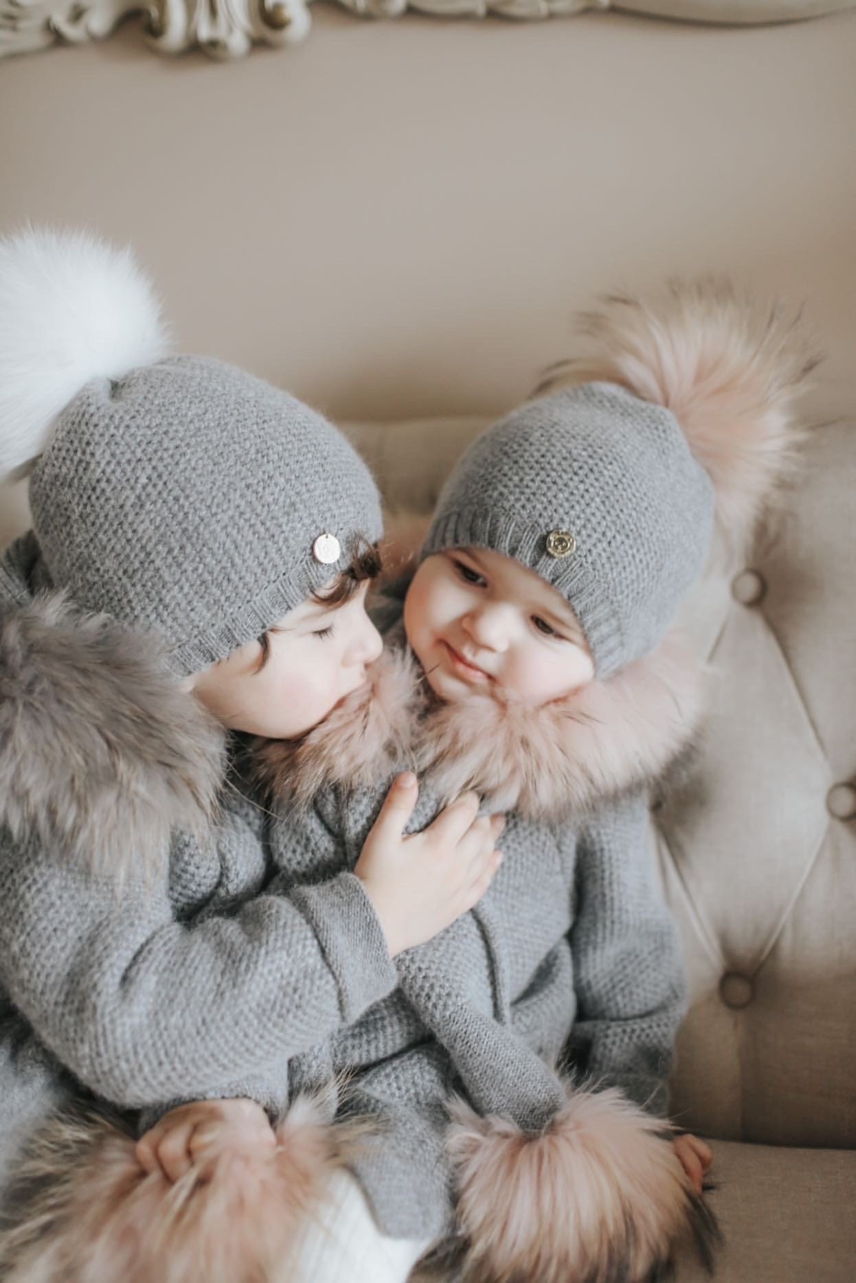 Cashmere Pom Beanie Hats - Petit Maison Kids