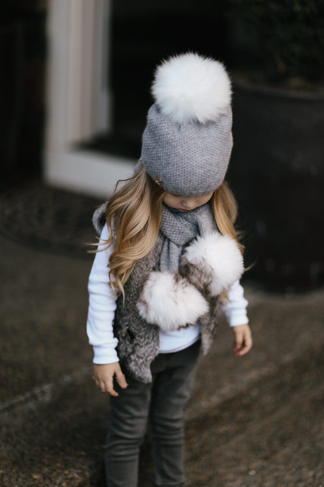 Honeycomb Grey Cashmere Beanie Hats - Petite Maison Kids