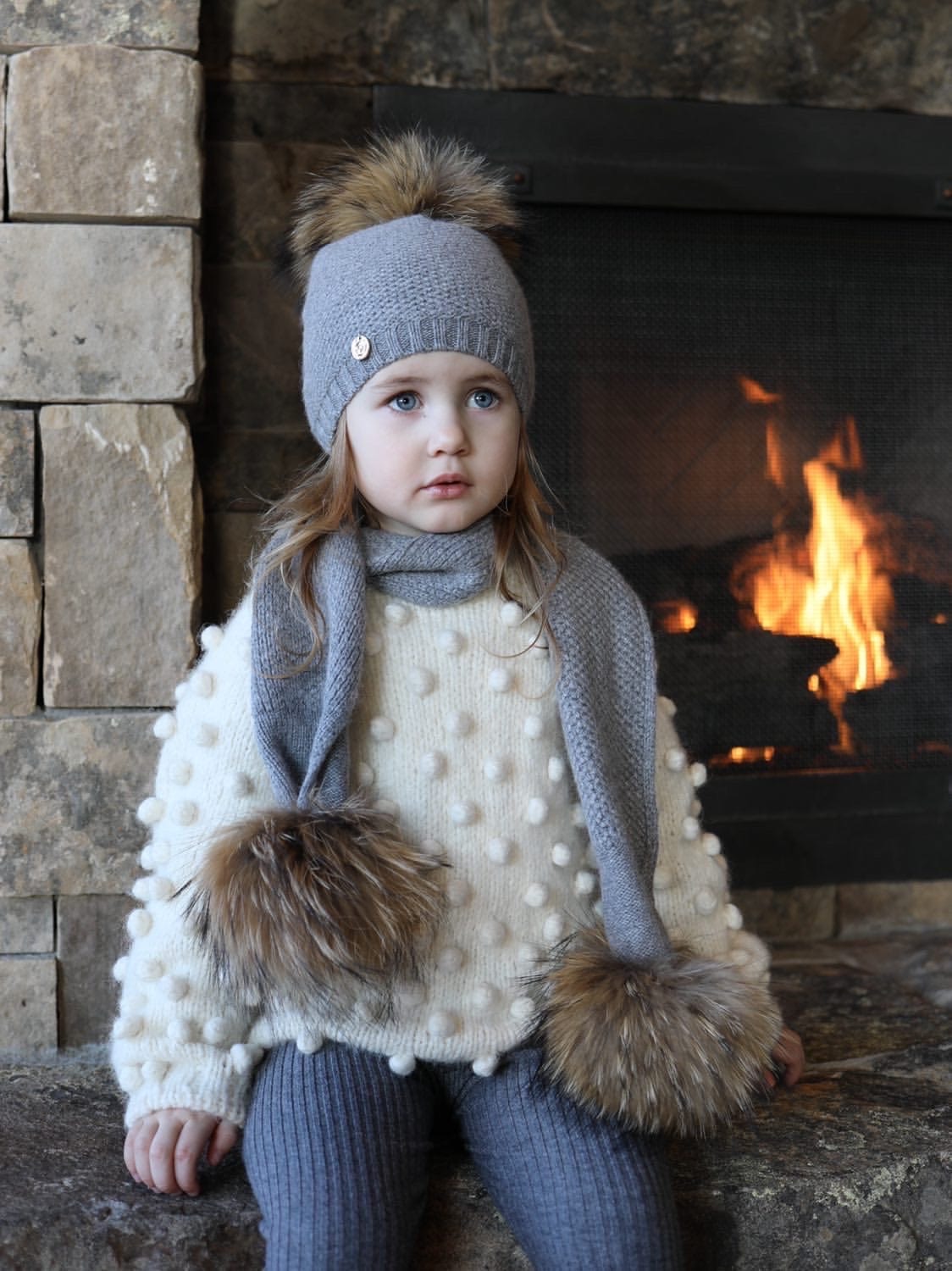 Cashmere Pom Beanie Hats - Petit Maison Kids