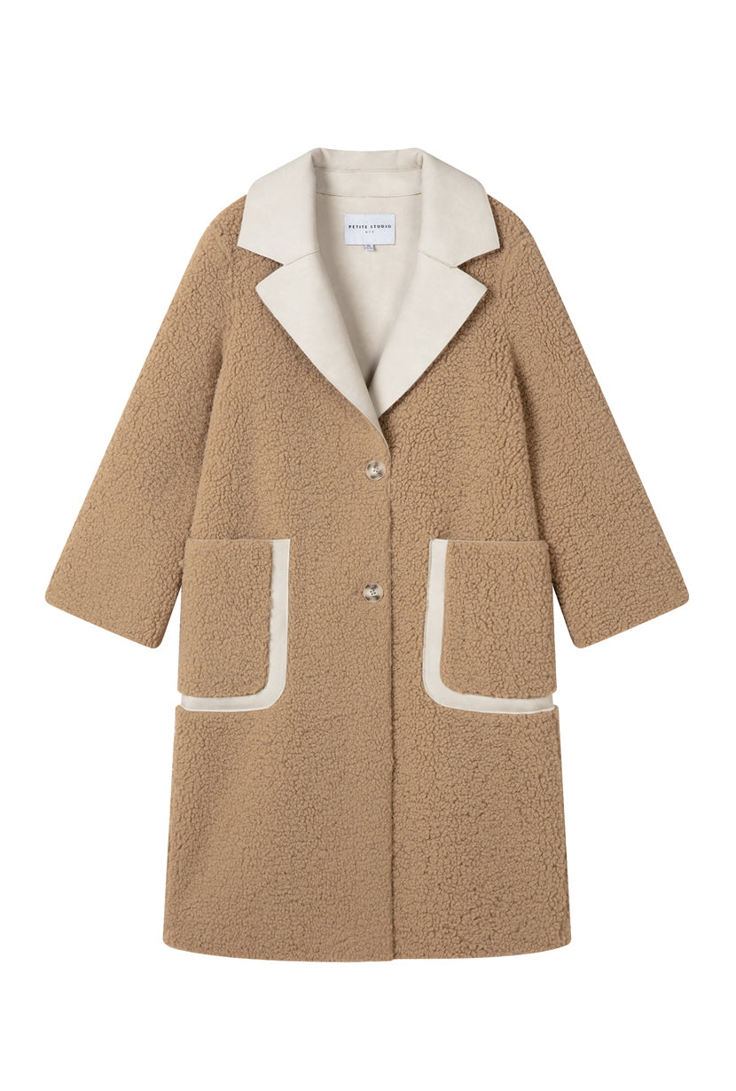 Petite Studio's Sienna Reversible Coat in Camel and Ivory
