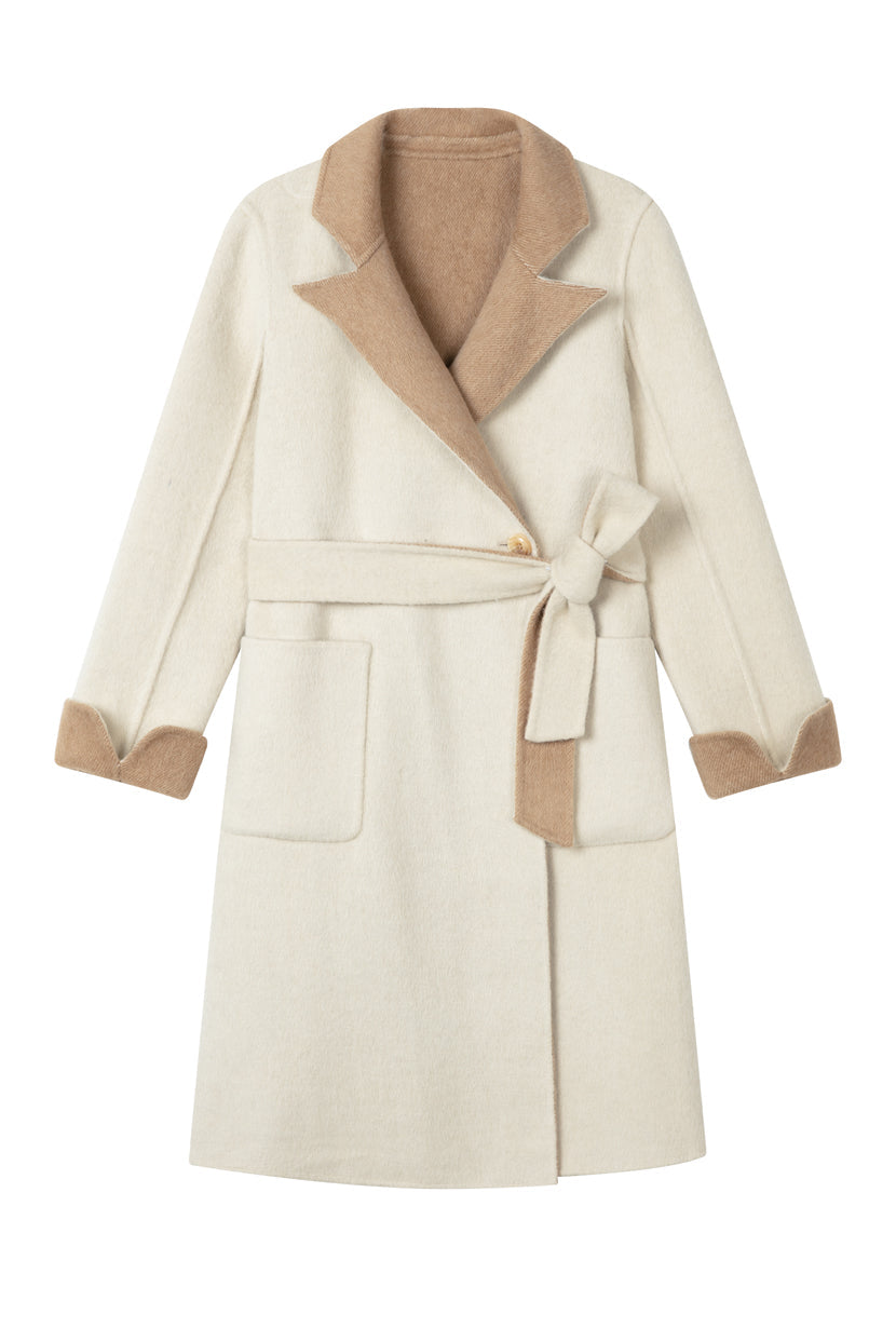 Petite Studio's Payton Reversible Wool Coat in Camel & Ivory