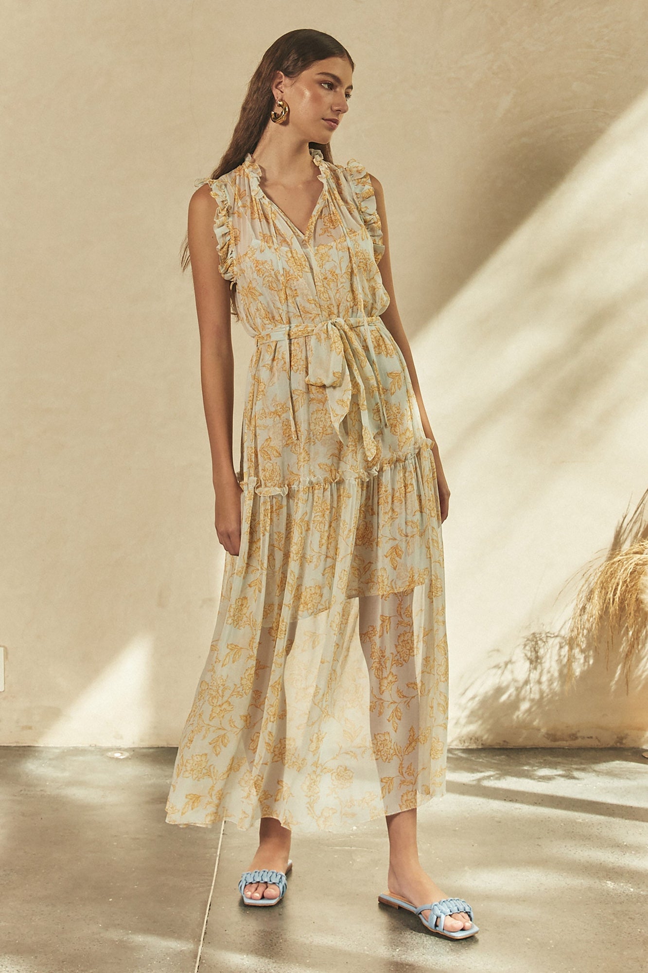 Christian Dress - Yellow Floral