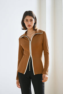 Petite Studio's Everly Cardigan in Camel