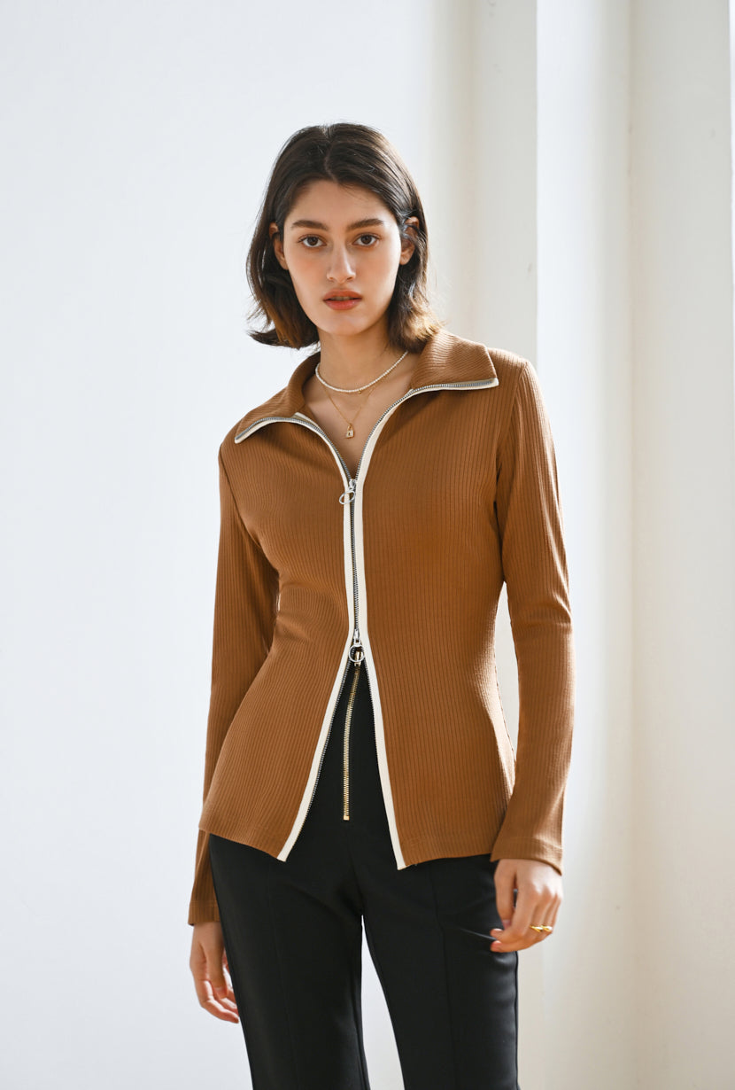 Petite Studio's Everly Cardigan in Camel