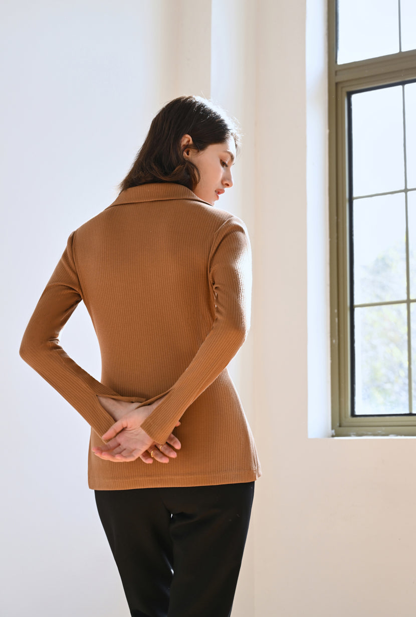 Petite Studio's Everly Cardigan in Camel
