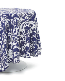 Round Tablecloth, Birdsong White Navy
