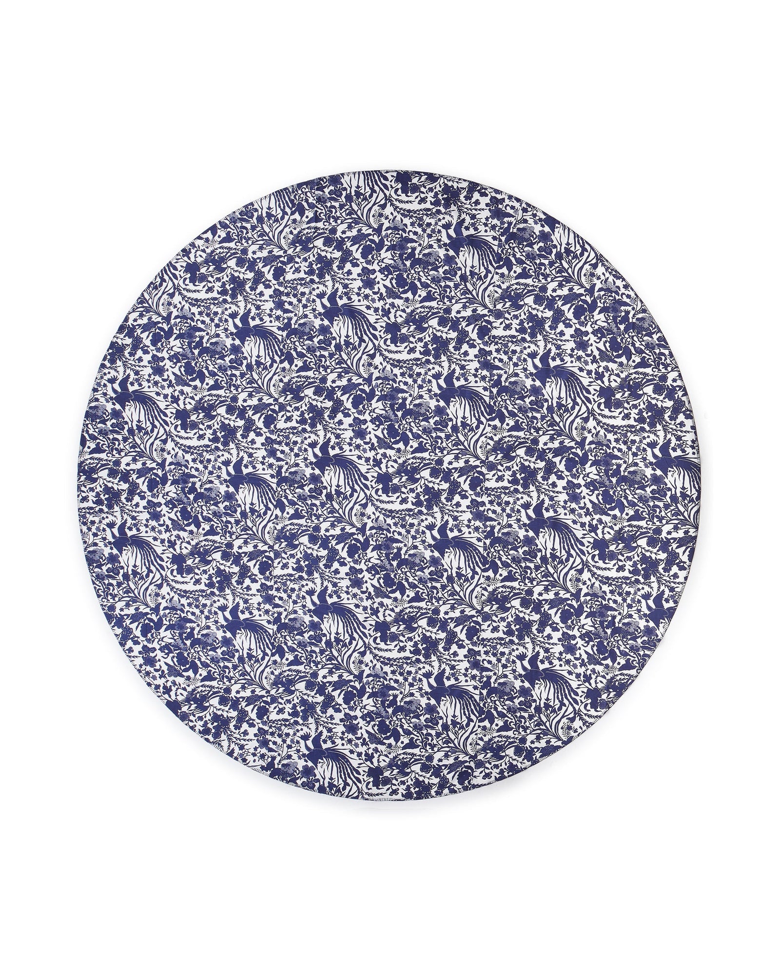 Round Tablecloth, Birdsong White Navy