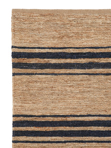 River Ticking Nook Long Runner - Natural Indigo, 3' x 8'