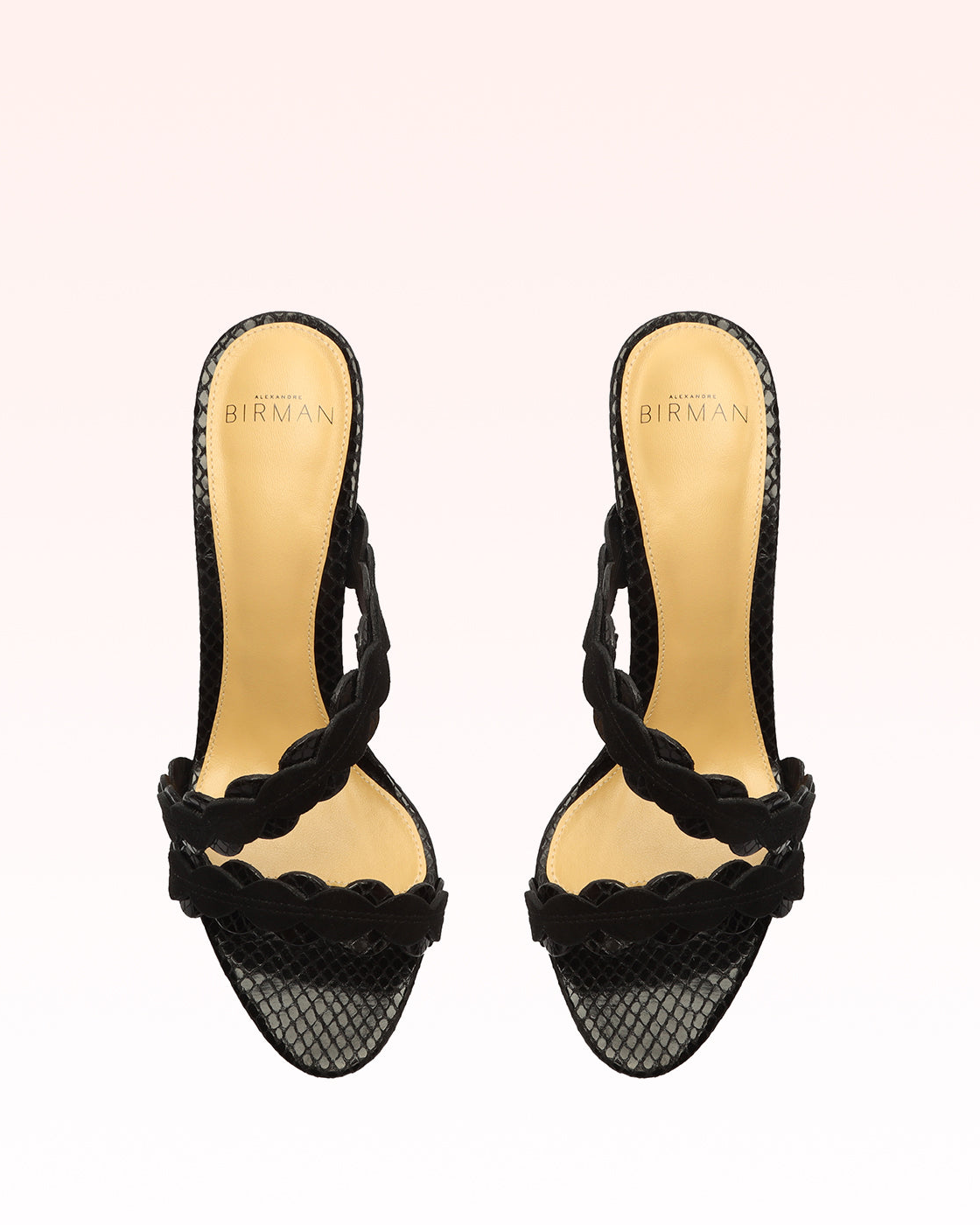 Barbara 85 Snake-Embossed Black Leather Sandal