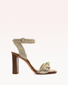 Clarita Woven Block 90 Metallic Soft Leather Sandal